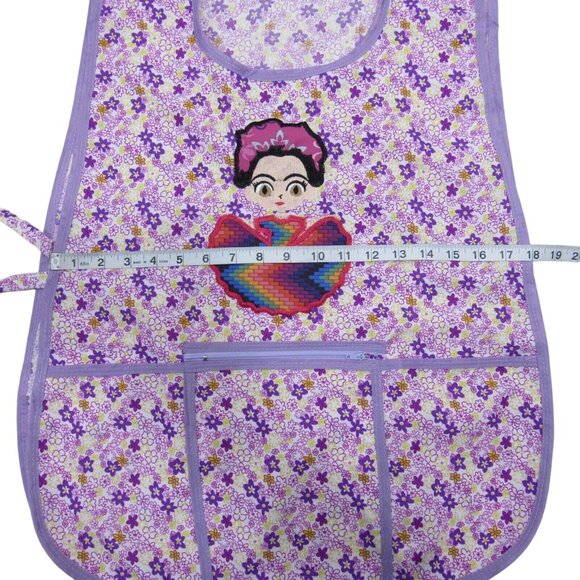 Craft Apron Mexican Artisan Little Frida Embroidered -One Size-zippered pocket - Picture 6 of 7